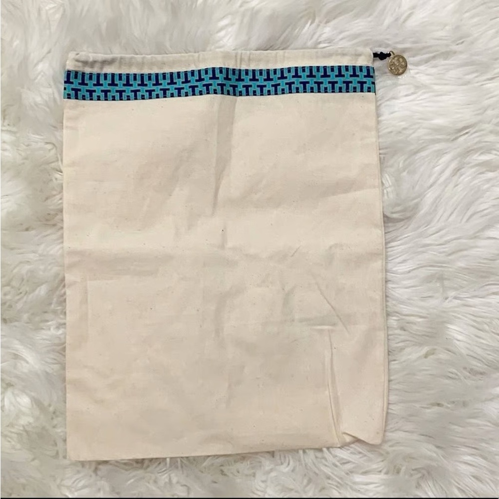 Tory Burch Canvas Drawstring Dust Bag W/ Gold Tory Burch Charm